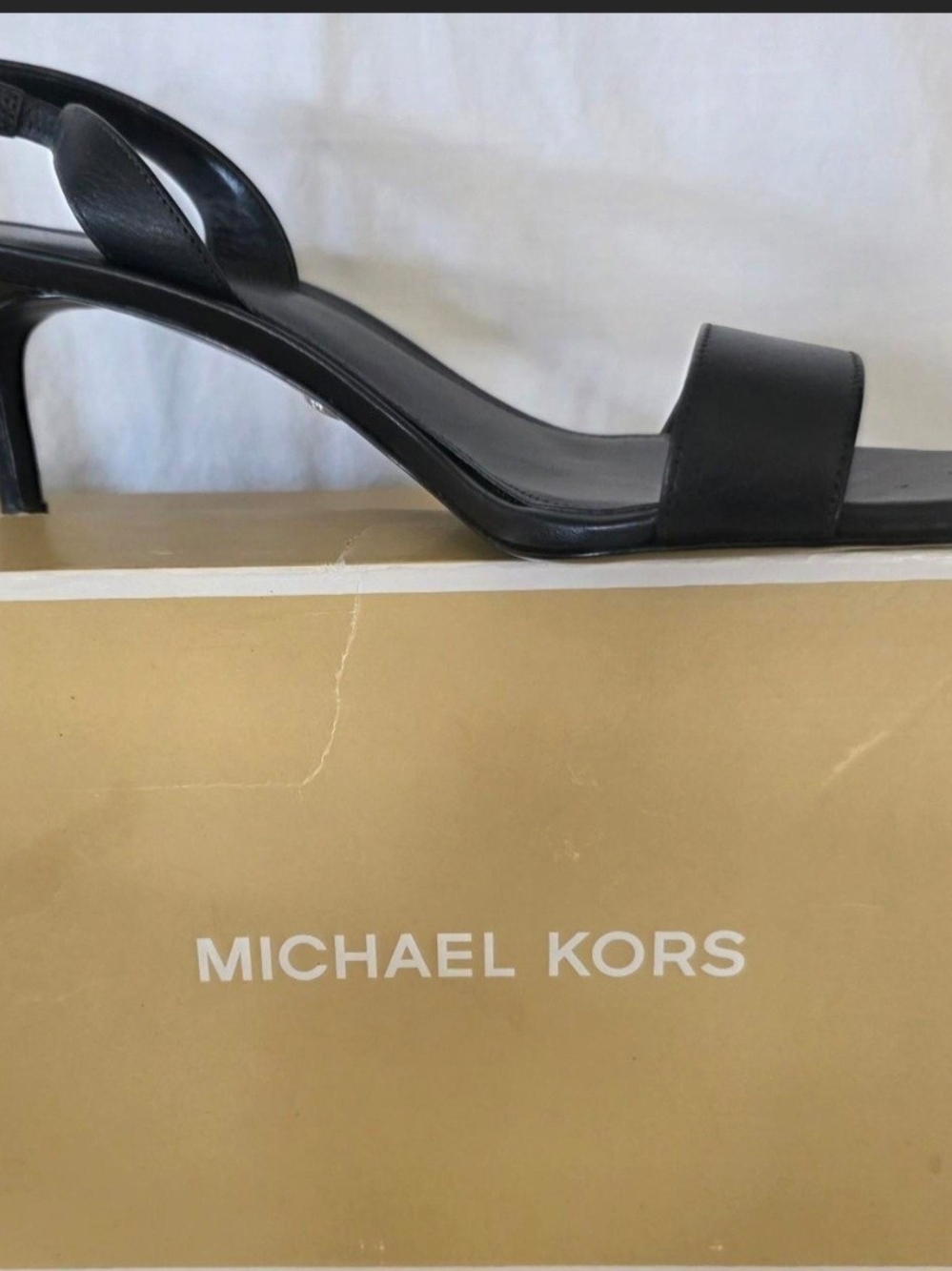 Michael Kors Black Leather Heel Slide Sandals